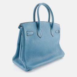 Hermes Blue Jean Leather Birkin 30 Handbag