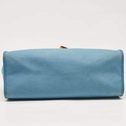 Pre Owned Hermes Bleu Azur/Natural Toile and Vache Hunter Herbag Zip 39 Bag