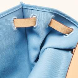 Pre Owned Hermes Bleu Azur/Natural Toile and Vache Hunter Herbag Zip 39 Bag