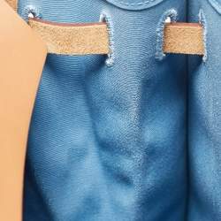 Pre Owned Hermes Bleu Azur/Natural Toile and Vache Hunter Herbag Zip 39 Bag