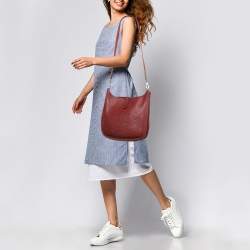 Hermes Rouge Casaque Taurillon Clemence Leather Evelyne III PM Bag