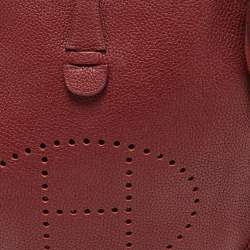 Hermes Rouge Casaque Taurillon Clemence Leather Evelyne III PM Bag