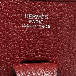 Hermes Rouge Casaque Taurillon Clemence Leather Evelyne III PM Bag