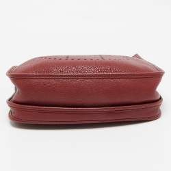 Hermes Rouge Casaque Taurillon Clemence Leather Evelyne III PM Bag