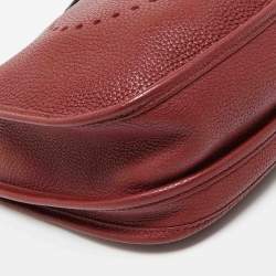 Hermes Rouge Casaque Taurillon Clemence Leather Evelyne III PM Bag