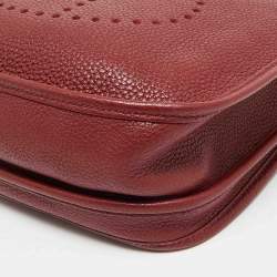Hermes Rouge Casaque Taurillon Clemence Leather Evelyne III PM Bag