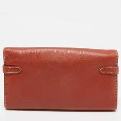 Hermes Brique Epsom Leather Kelly Longue Wallet