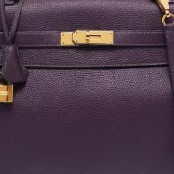 Hermes Raisin Togo Leather Gold Finish Kelly Retourne 32 Bag