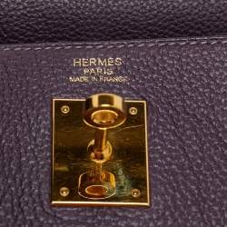 Hermes Raisin Togo Leather Gold Finish Kelly Retourne 32 Bag