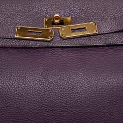 Hermes Raisin Togo Leather Gold Finish Kelly Retourne 32 Bag