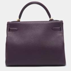 Hermes Raisin Togo Leather Gold Finish Kelly Retourne 32 Bag