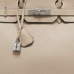 مملوكة مسبقًا حقيبة هيرمس بيركين 35 جلد غريس ترورتيريلا إكسسوار مطلي روثينيوم