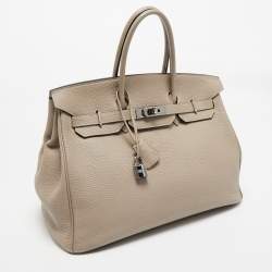 مملوكة مسبقًا حقيبة هيرمس بيركين 35 جلد غريس ترورتيريلا إكسسوار مطلي روثينيوم