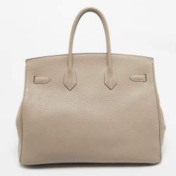 مملوكة مسبقًا حقيبة هيرمس بيركين 35 جلد غريس ترورتيريلا إكسسوار مطلي روثينيوم