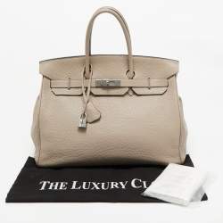 مملوكة مسبقًا حقيبة هيرمس بيركين 35 جلد غريس ترورتيريلا إكسسوار مطلي روثينيوم