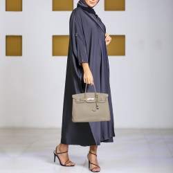 مملوكة مسبقًا حقيبة هيرمس بيركين 35 جلد غريس ترورتيريلا إكسسوار مطلي روثينيوم