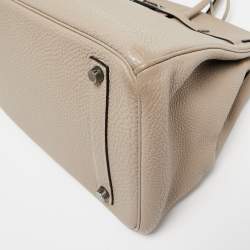 مملوكة مسبقًا حقيبة هيرمس بيركين 35 جلد غريس ترورتيريلا إكسسوار مطلي روثينيوم