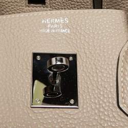 مملوكة مسبقًا حقيبة هيرمس بيركين 35 جلد غريس ترورتيريلا إكسسوار مطلي روثينيوم