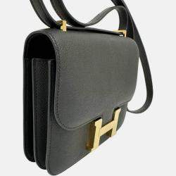 Hermes Black Leather Constance Mini 18 Shoulder Bag