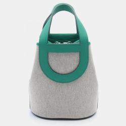 Hermes Grey Canvas Toile Ash Vaux Swift In The Loop PM Handbag