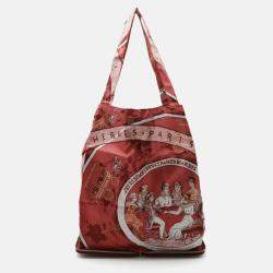 Pre Owned Hermes Red Leather Silky Pop Eco Tote Bag