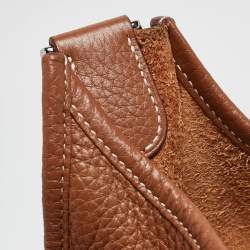 Pre Owned Hermes Gold Taurillon Clemence Leather Evelyne III GM Bag