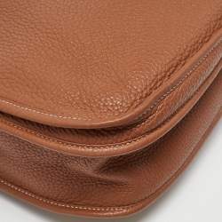 Pre Owned Hermes Gold Taurillon Clemence Leather Evelyne III GM Bag