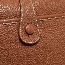 Pre Owned Hermes Gold Taurillon Clemence Leather Evelyne III GM Bag