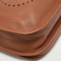 Pre Owned Hermes Gold Taurillon Clemence Leather Evelyne III GM Bag