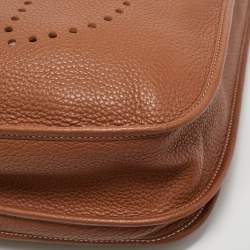 Pre Owned Hermes Gold Taurillon Clemence Leather Evelyne III GM Bag