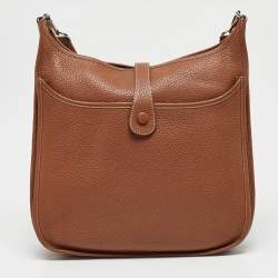 Pre Owned Hermes Gold Taurillon Clemence Leather Evelyne III GM Bag