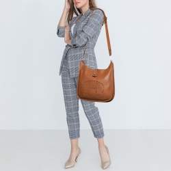 Pre Owned Hermes Gold Taurillon Clemence Leather Evelyne III GM Bag
