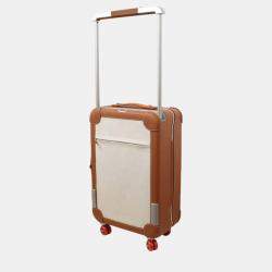 Hermes Ecru/Beige/Fauve/Orange Toile H, Plume Taurillon Rolling Mobility Suitcase