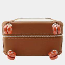 Hermes Ecru/Beige/Fauve/Orange Toile H, Plume Taurillon Rolling Mobility Suitcase