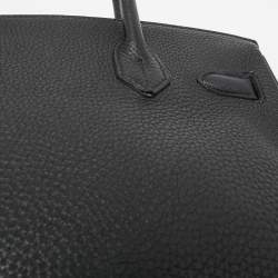 Hermes Noir Togo Leather Palladium Finish Birkin 30 Bag