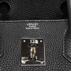 Hermes Noir Togo Leather Palladium Finish Birkin 30 Bag