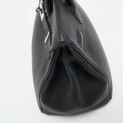 Hermes Noir Togo Leather Palladium Finish Birkin 30 Bag