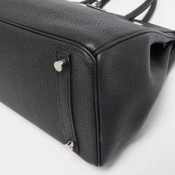 Hermes Noir Togo Leather Palladium Finish Birkin 30 Bag