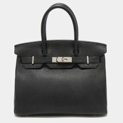 Hermes Noir Togo Leather Palladium Finish Birkin 30 Bag