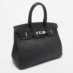 Hermes Noir Togo Leather Palladium Finish Birkin 30 Bag