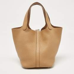 Pre Owned Hermes Biscuit Taurillon Clemence Leather Picotin Lock 18 Bag