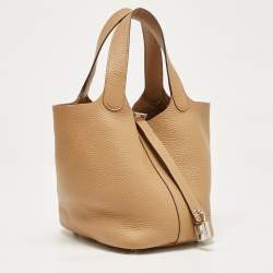 Pre Owned Hermes Biscuit Taurillon Clemence Leather Picotin Lock 18 Bag