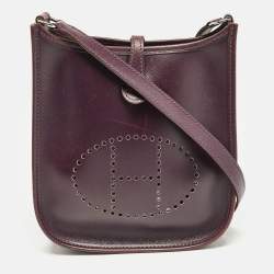 Pre Owned Hermès Raisin Tadelakt Leather Evelyne TPM Bag