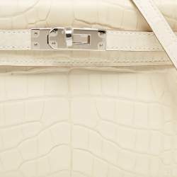 Pre Owned Hermes Nata Matte Alligator Mississippiensis Palladium Finish Mini Kelly II Sellier 20 Bag