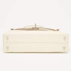 Pre Owned Hermes Nata Matte Alligator Mississippiensis Palladium Finish Mini Kelly II Sellier 20 Bag