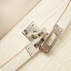Pre Owned Hermes Nata Matte Alligator Mississippiensis Palladium Finish Mini Kelly II Sellier 20 Bag