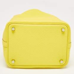 Hermes Mimosa Taurillon Clemence Leather and Alligator Touch Picotin Lock 18 Bag