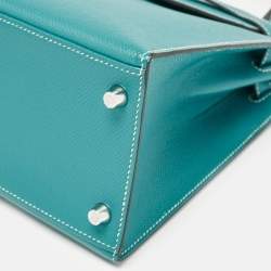 Hermès Vert Jade/Gris Perle Epsom Leather Palladium Finish Kelly Sellier 28 Bag