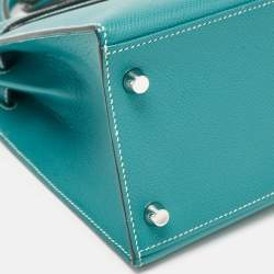 Hermès Vert Jade/Gris Perle Epsom Leather Palladium Finish Kelly Sellier 28 Bag