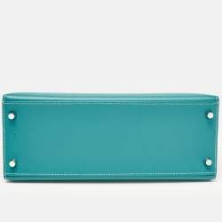 Hermès Vert Jade/Gris Perle Epsom Leather Palladium Finish Kelly Sellier 28 Bag